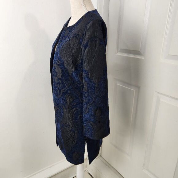 Lucky Brand Blazer Womens S Blue Floral Embroidered Goth Witch Vampire Regal VTG - Picture 4 of 16